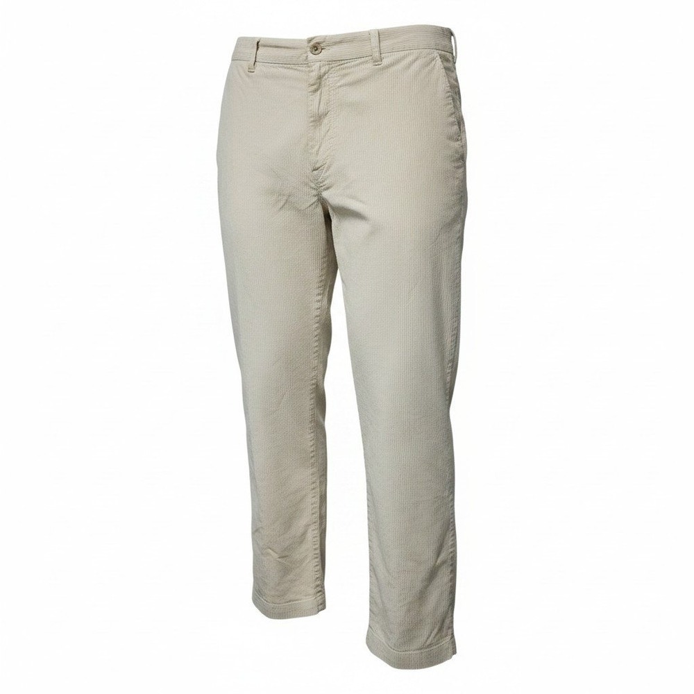 IZOD Mens 40x30 Straight Fit Seersucker Pants Cream White Pinstripe Chino